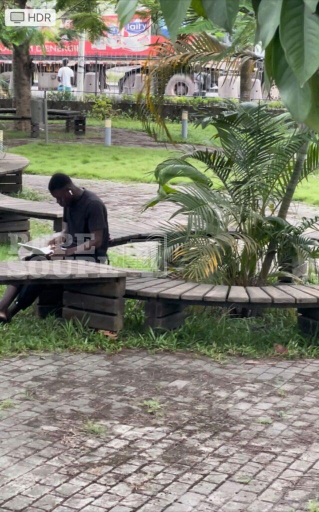 un citoyen prenant du bon temps au jardin public de la gare Sud. (edited)